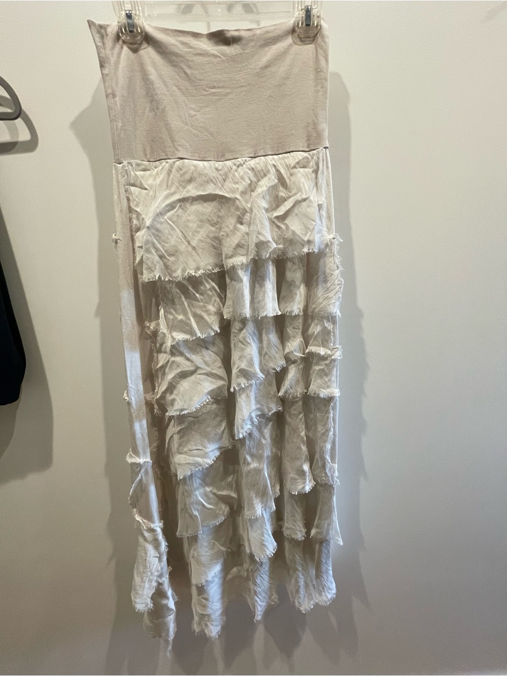 Gigi Moda Cream Maxi Ruffled Skirt